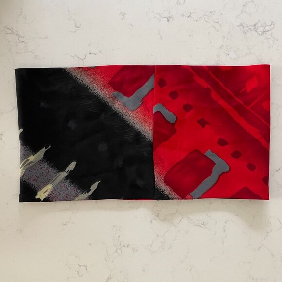 Art Deco Inspired Lightweight Abstract Print Infinity Scarf Colorful Red Blk OS - Picture 4 of 7